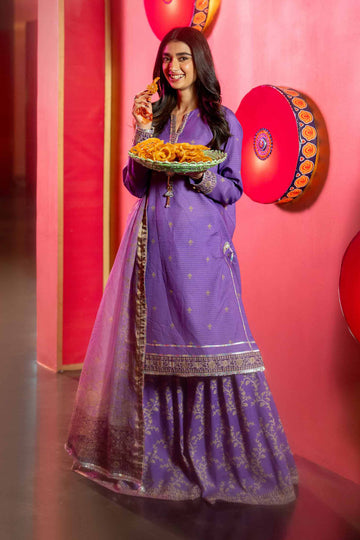 Nishat Linen 3 Piece - Printed With Gotta Laces Suit - 42501446 Online Shopping